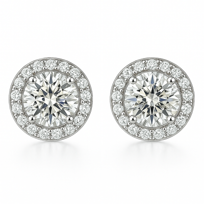 Glacé Glamour round Earrings | White gold 16k