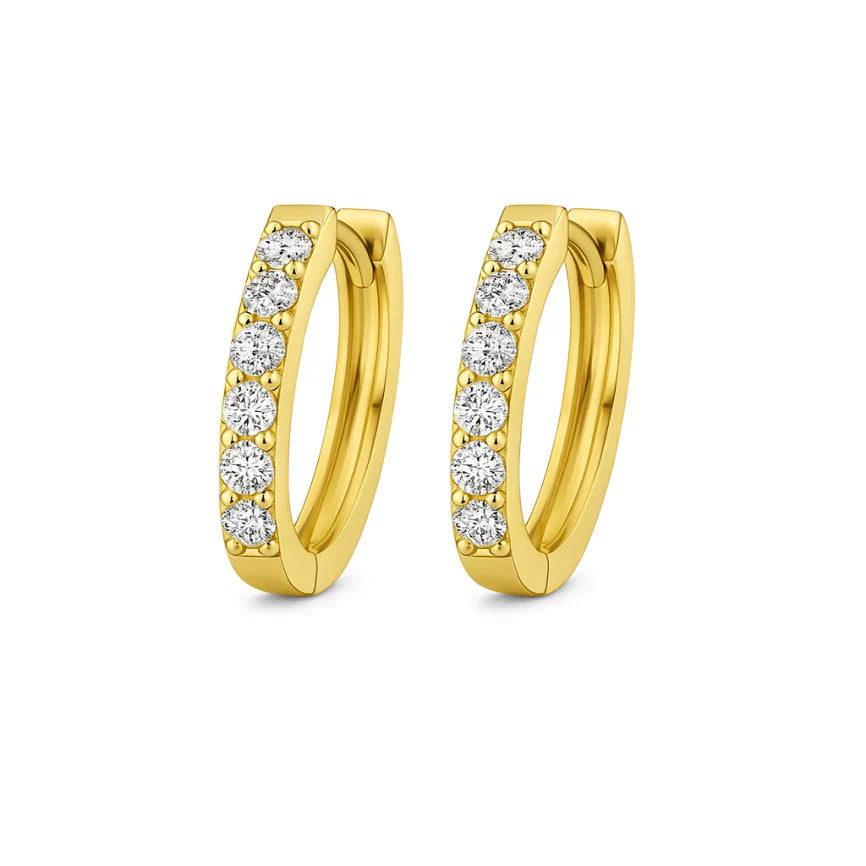 Moissanite Huggie Earrings | Gold 18k