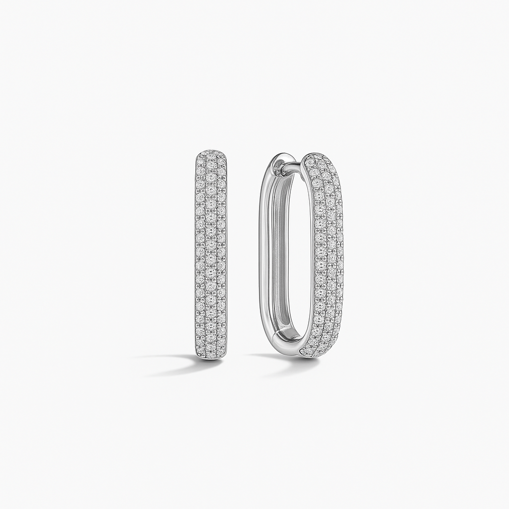 Icon Pavé Hoops | White Gold 18k