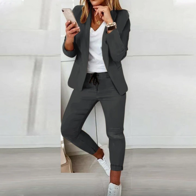Onyx - Slim Fit Solid Color Blazer & Tapered Pants Set