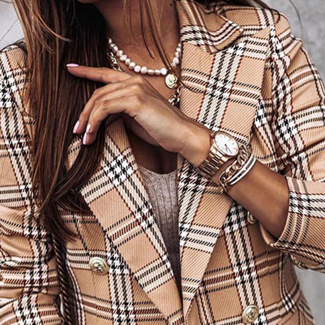 Avencea - Elegant Plaid Blazer