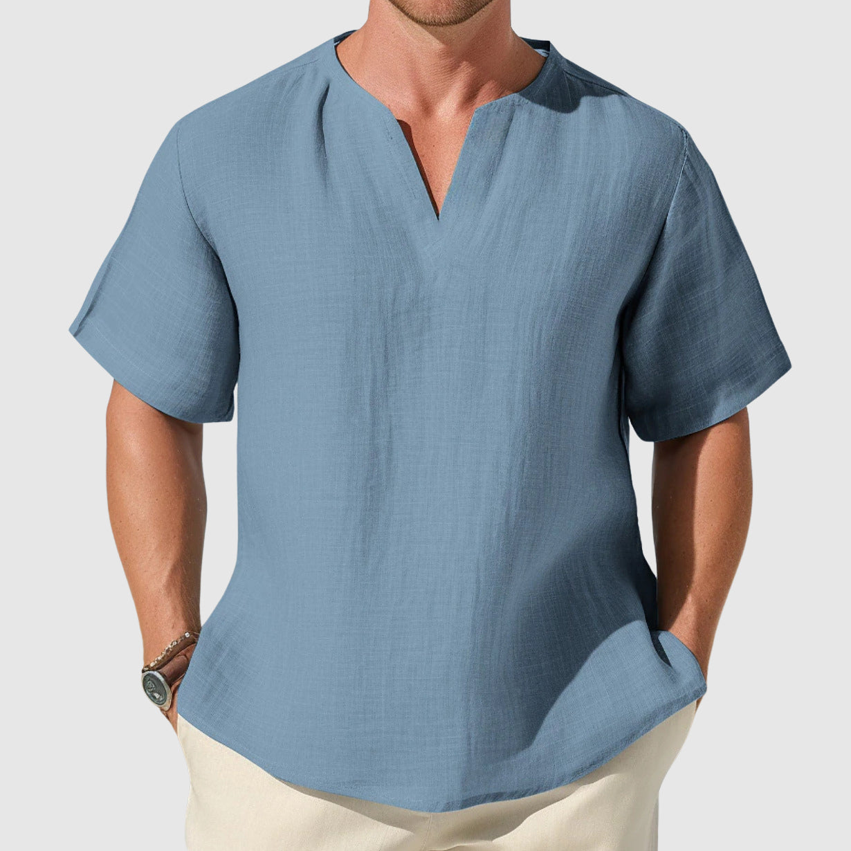 "Coastal Drift" Cotton Shirt