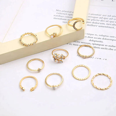 10-Pack Bohemian Silver & Gold Plated Rings