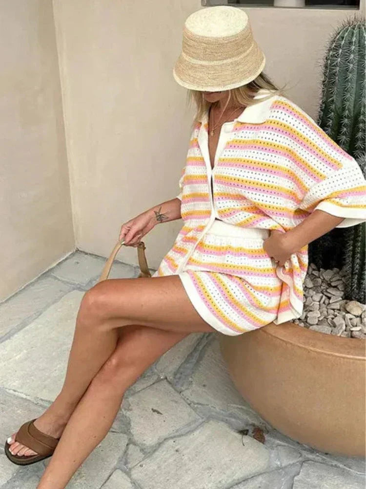 Selva -  Summer Casual Buttoned Shorts Set