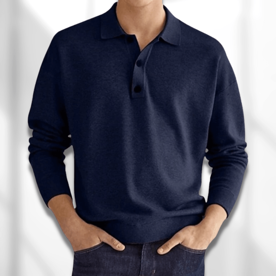 Avencea Long Sleeve Polo for Men, Versatile and Elegant