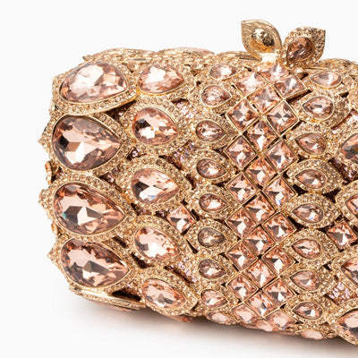 Reina Rhinestones Crystals Clutch Bag - Rose Gold