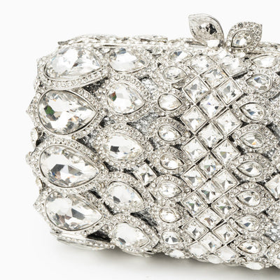 Reina Rhinestones Crystals Clutch Bag - Silver