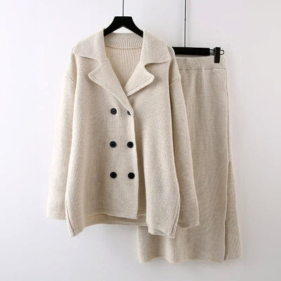 Liscio Duo – Ribbed Knit Cardigan & Trousers Set