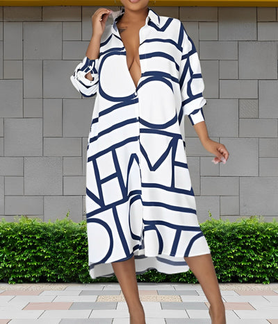 Avencea | Dress with Pockets and Geometric Print