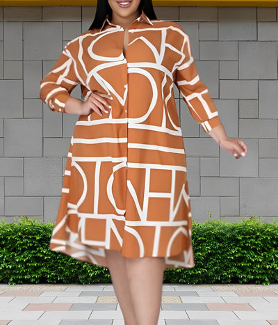 Avencea | Dress with Pockets and Geometric Print
