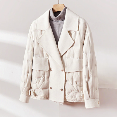 Double-Breasted Wool Down Jacket for Women
