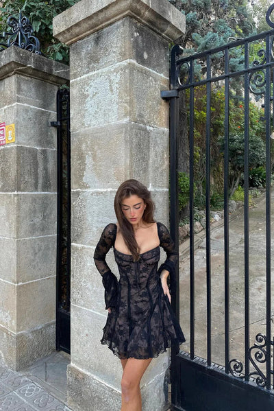 Mabel | Long Sleeved Lace Mini Dress
