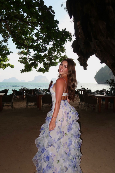 Gloria | Floral Cut-Out Split Beach Maxi Dress