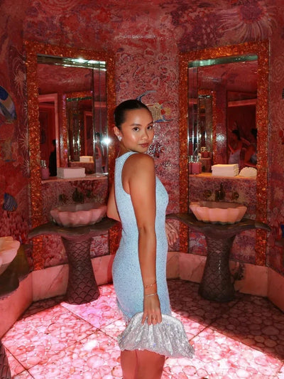 Vaila - Women's See-Through Tassel Mini Dress