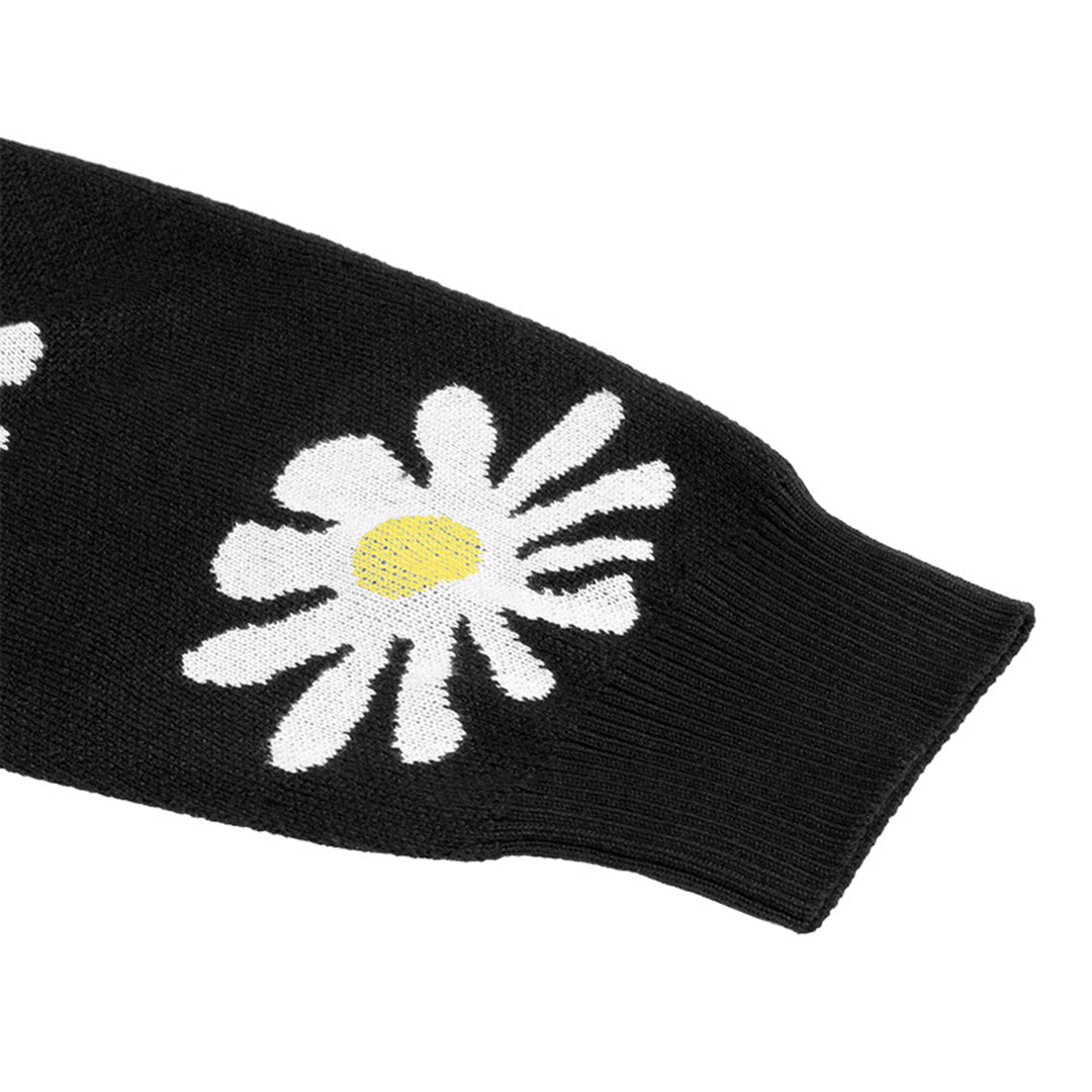 Avencea - Women's Warm Knitted Cardigan with Buttons and Floral Pattern