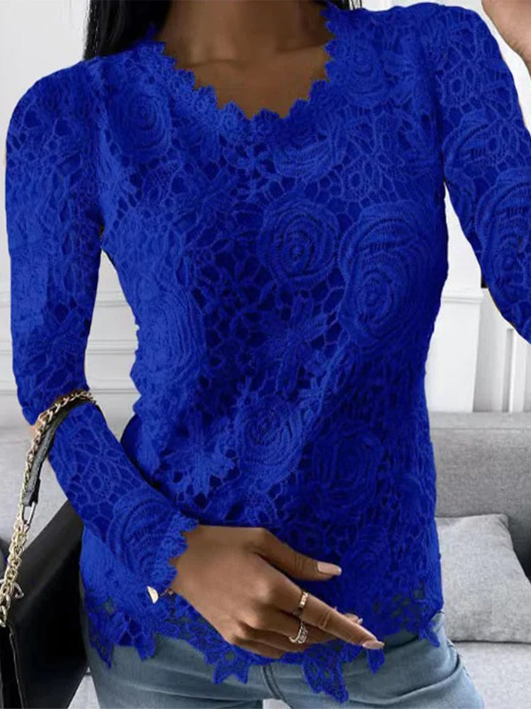 Avencea - Long Sleeve Floral Print Top for Women