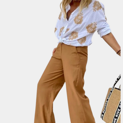 Avencea - Women's Blouse with Long Sleeves and Print