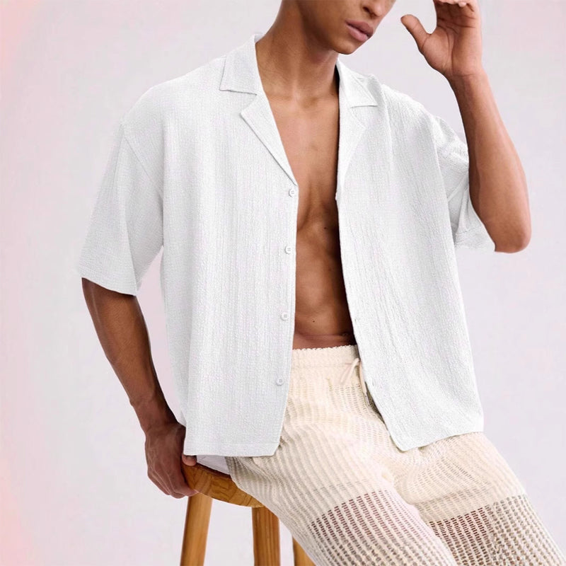 "Évora" Textured Camp Shirt