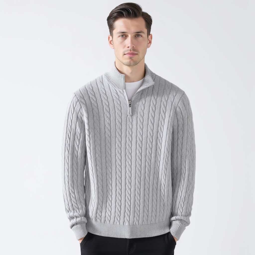 Jordan | Cable Knit Sweater with Zipper
