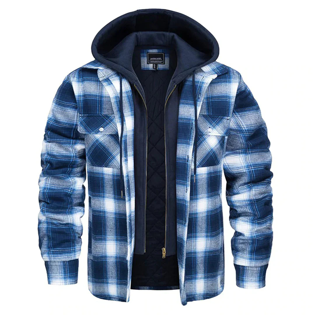 Avencea - Checkered men's jacket with hood