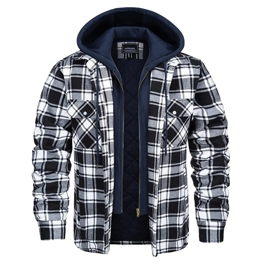 Avencea - Checkered men's jacket with hood