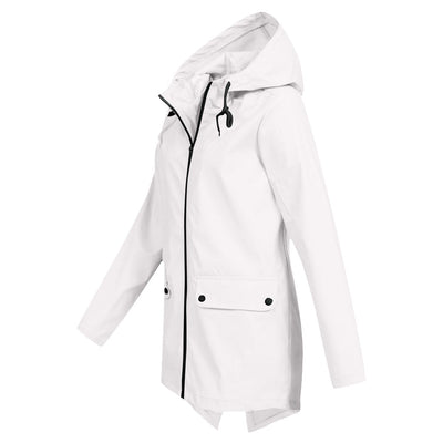 Avencea - Long Waterproof Rain Jacket with Hood for Women