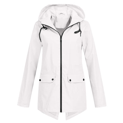 Avencea - Long Waterproof Rain Jacket with Hood for Women