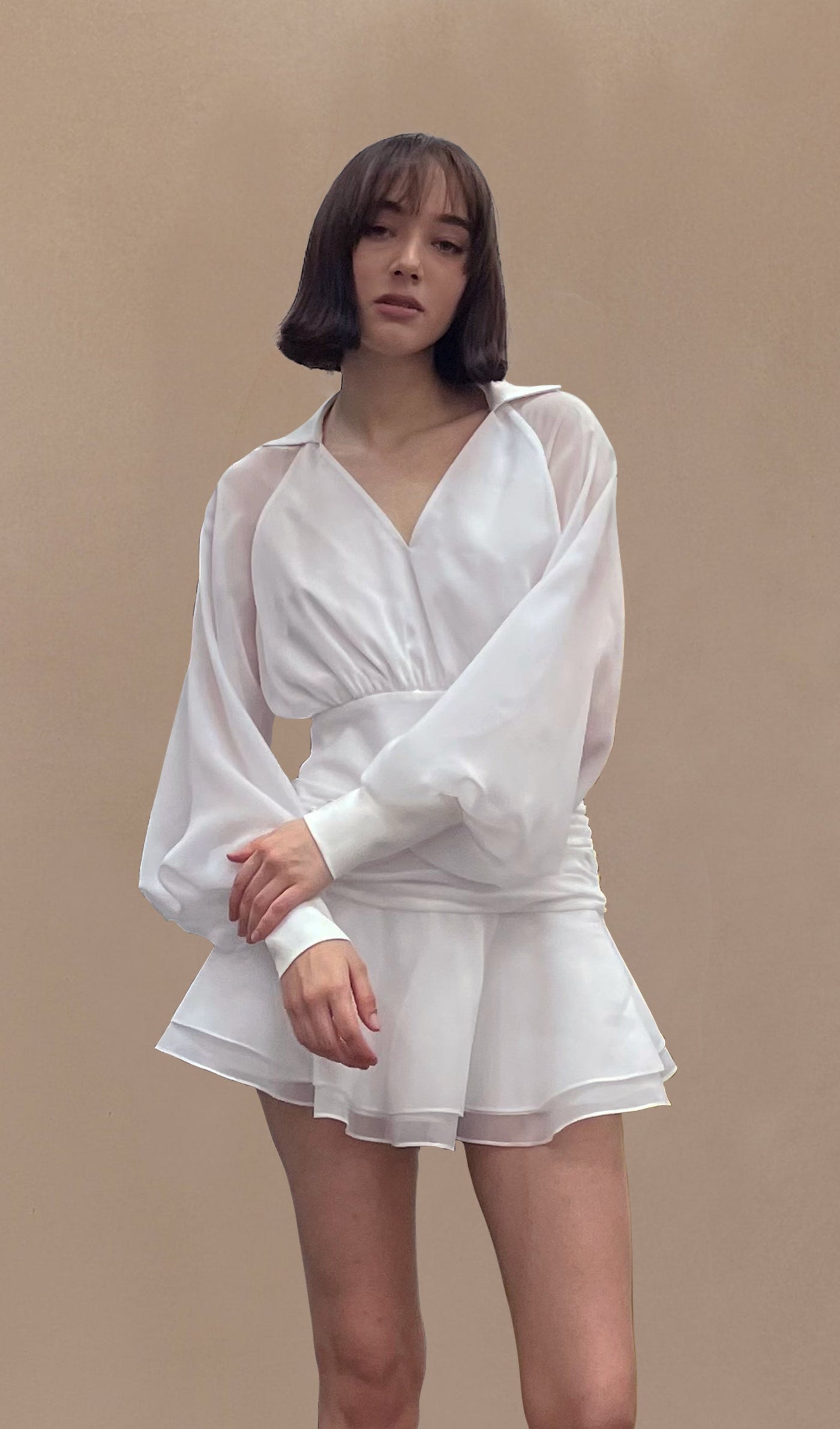 Angelina | Lantern Sleeve Mini Dress