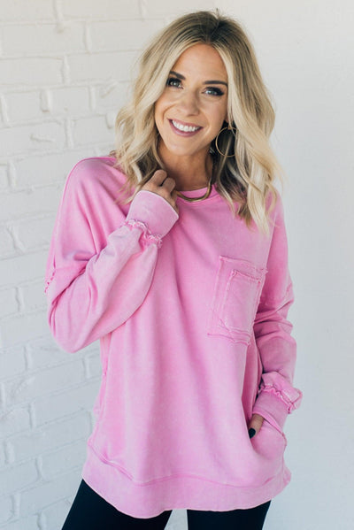 Elara™ | Cozy French Terry Acid Wash Pullover