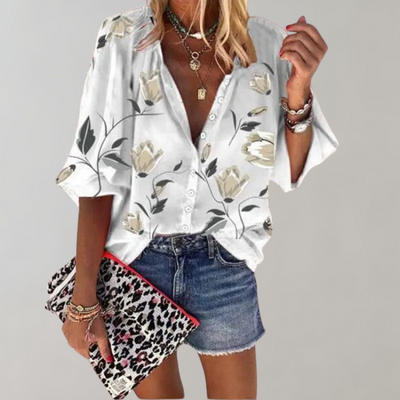 Avencea - Women's blouse with floral print for summer