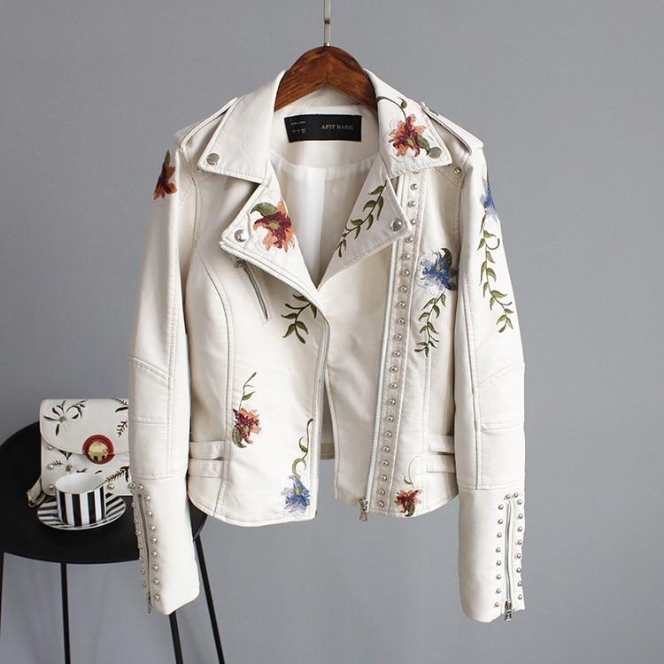 Emma | Stylish Embroidered Leather Jacket