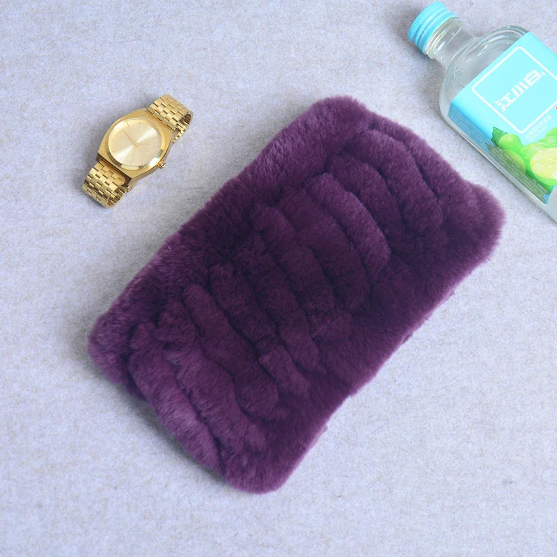 Women Real Fur Handmade Stretch Fur Scarf Knit Genuine Rex Rabbit Fur Headbands Girls Natural Fur Ring Cowl Snood Scarves Winter