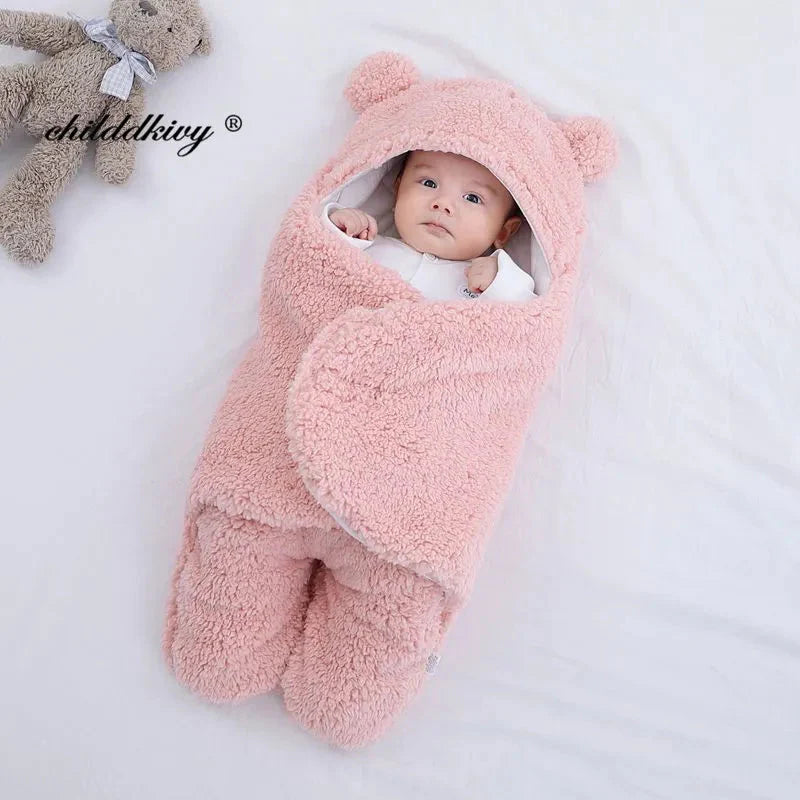 Newborn Baby Sleeping Bags Soft Baby Wrap Blankets Bedding Envelope For Newborn Thicken Fleece Infant Sleepsack 0-6 Months