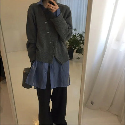 Avencea Wrap Cardigan with Asymmetrical Button Detail