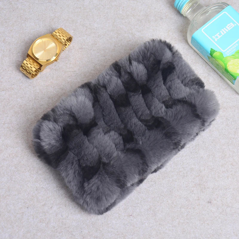 Women Real Fur Handmade Stretch Fur Scarf Knit Genuine Rex Rabbit Fur Headbands Girls Natural Fur Ring Cowl Snood Scarves Winter