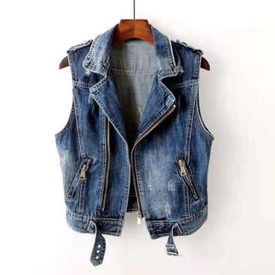 Raven Denim Biker Vest
