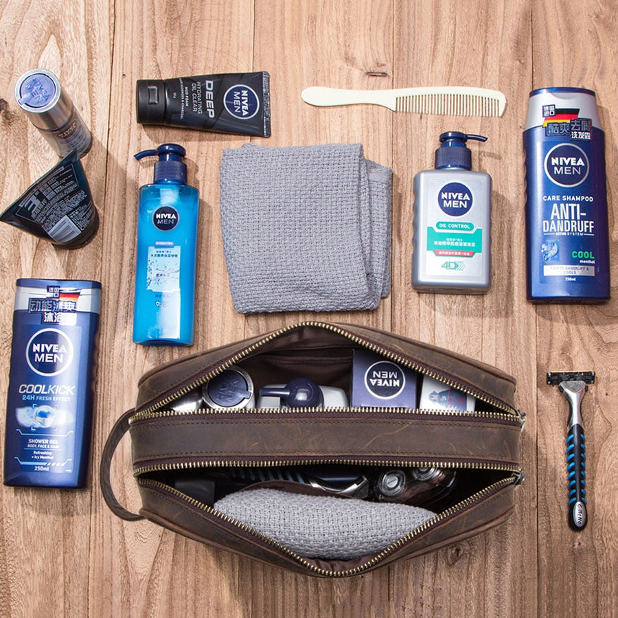 Crazy Horse Leather Toiletry Bag