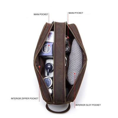 Crazy Horse Leather Toiletry Bag