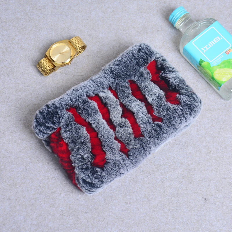 Women Real Fur Handmade Stretch Fur Scarf Knit Genuine Rex Rabbit Fur Headbands Girls Natural Fur Ring Cowl Snood Scarves Winter