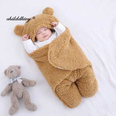 Newborn Baby Sleeping Bags Soft Baby Wrap Blankets Bedding Envelope For Newborn Thicken Fleece Infant Sleepsack 0-6 Months