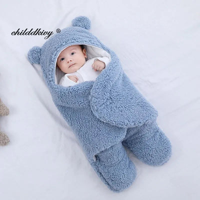Newborn Baby Sleeping Bags Soft Baby Wrap Blankets Bedding Envelope For Newborn Thicken Fleece Infant Sleepsack 0-6 Months