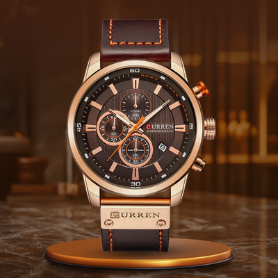 Elegant Quartz Watch with Leather Strap™