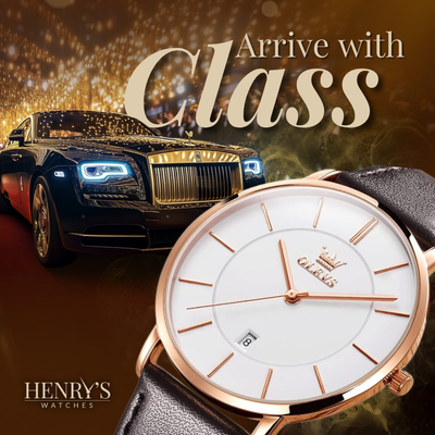 Leather Band Car Date Watch