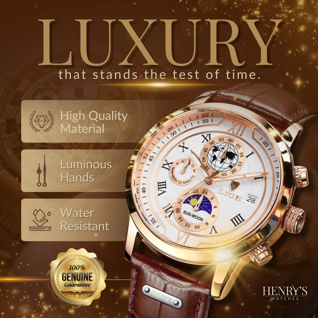 Premium Leather Band Chronograph Watch