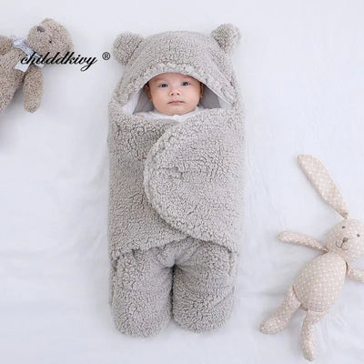 Newborn Baby Sleeping Bags Soft Baby Wrap Blankets Bedding Envelope For Newborn Thicken Fleece Infant Sleepsack 0-6 Months