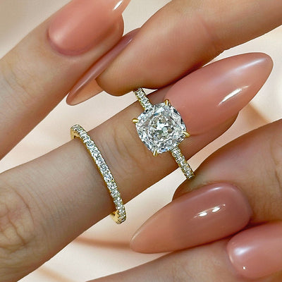 Bridal Cushion 2PC Ring Set | Gold 16k