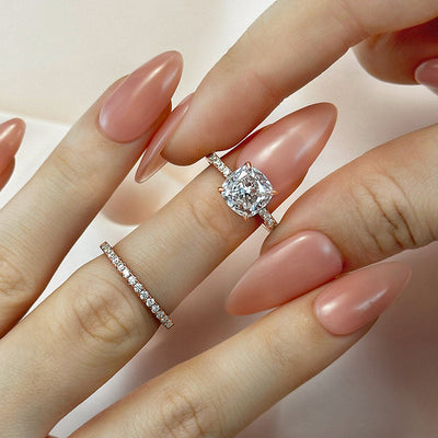Bridal Cushion 2PC Ring Set | Rose Gold 16k