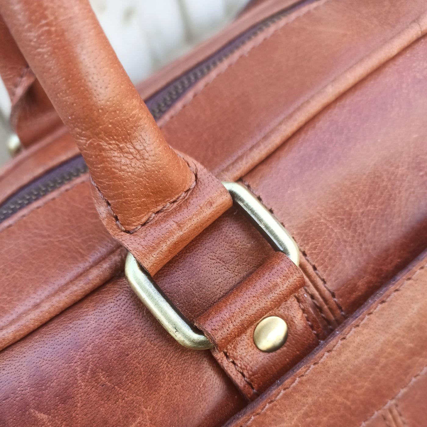 Light Brown Leather Laptop Bag