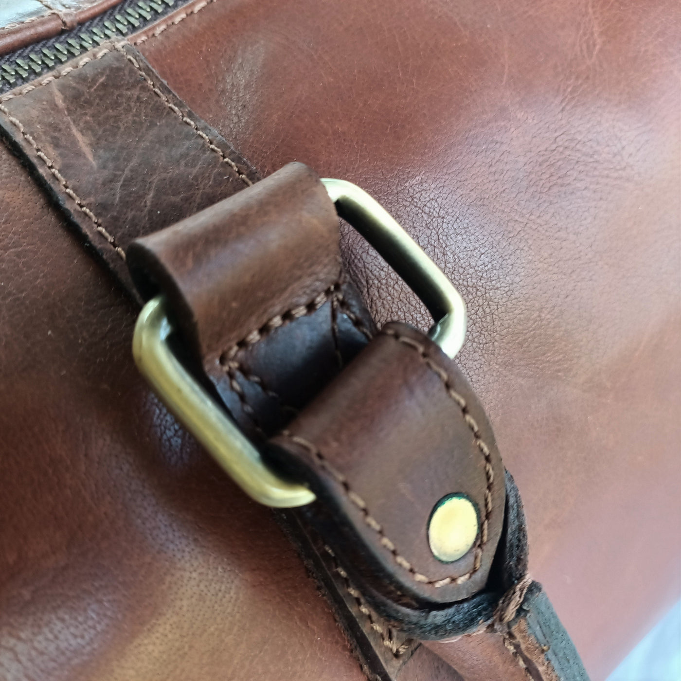 Light Brown Leather Duffel Bag