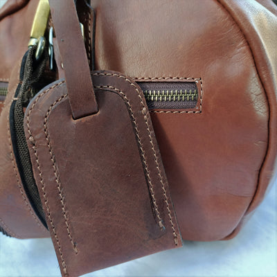 Light Brown Leather Duffel Bag